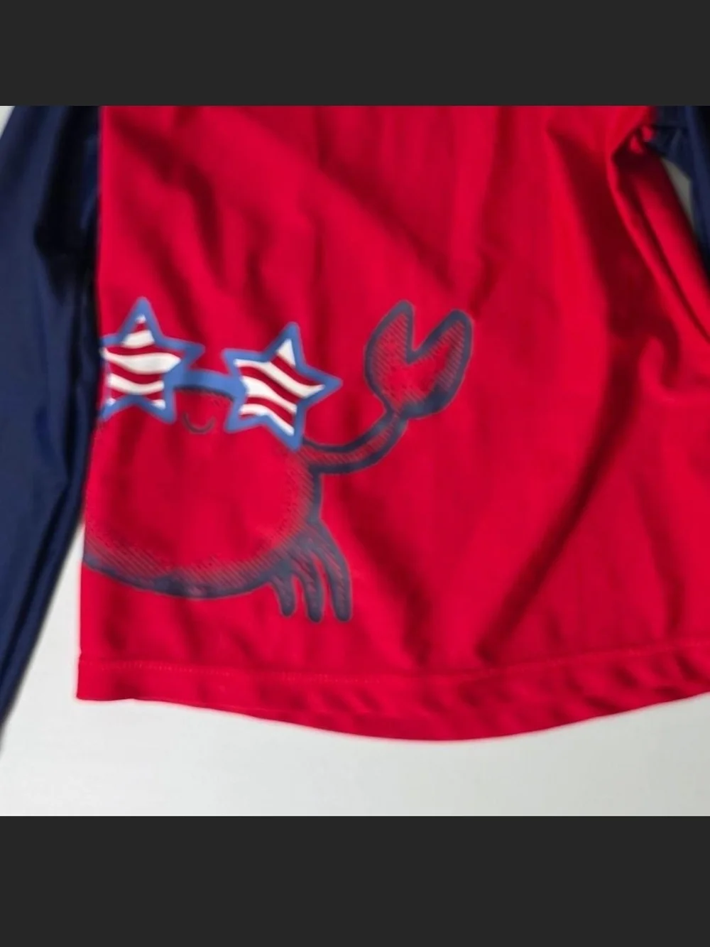 Kids' Red and Navy Long-Sleeve Rash Guard Swim Top